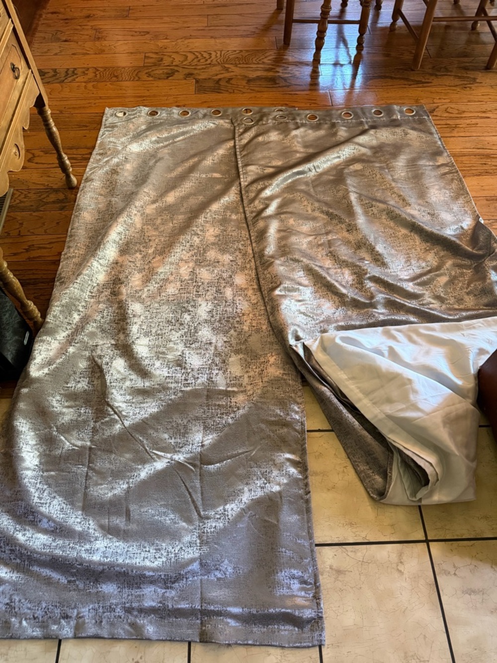 Silver Metallic Grommet Curtain Panels